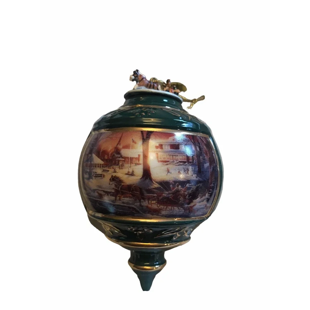 Terry Redlin Pleasures of Winter Christmas Ornament‎ Porcelain Bradford set of 3